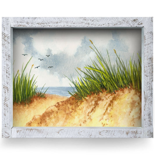 Breezy Beach Dunes | Real Wood Framed Wall Art Print