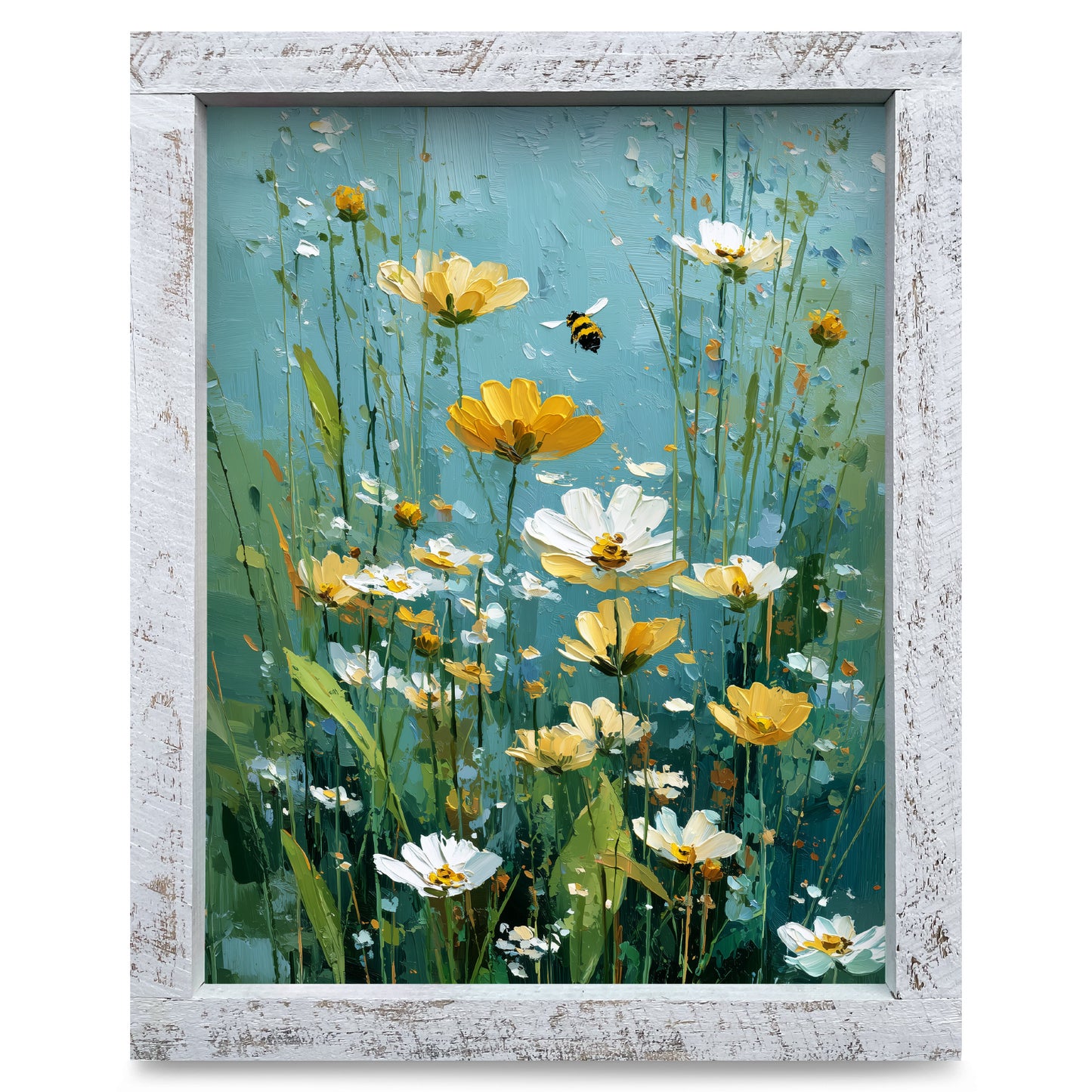Wildflower Bumblebee | Real Wood Framed Wall Art Print