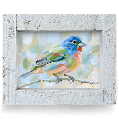 Colorful Painted Bunting | Real Wood Framed Wall Art Print
