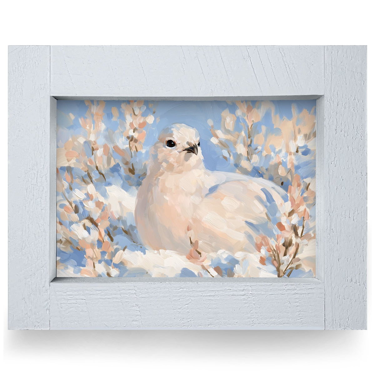 Winter Ptarmigan | Real Wood Framed Wall Art Print