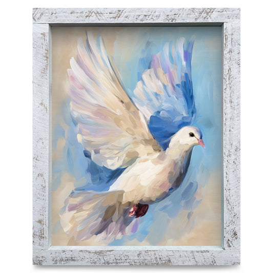 Dove In Flight | Real Wood Framed Wall Art Print