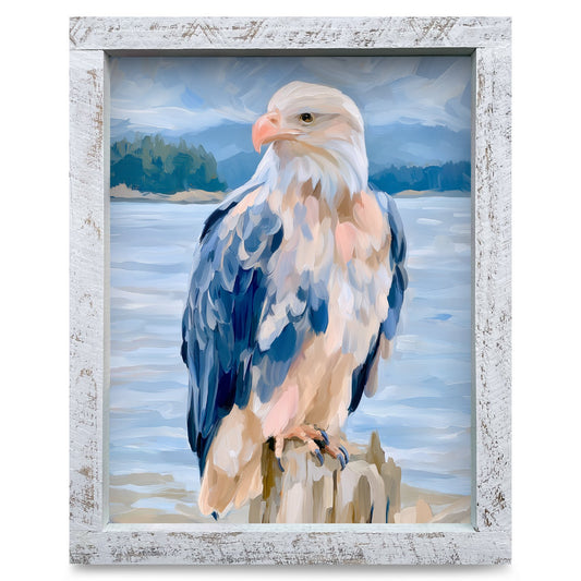 Coastal Bald Eagle | Real Wood Framed Wall Art Print