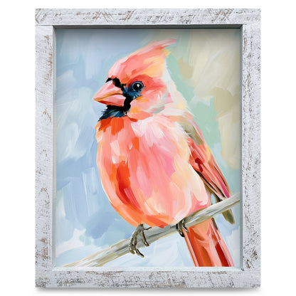 Coastal Christmas Cardinal | Real Wood Framed Wall Art Print