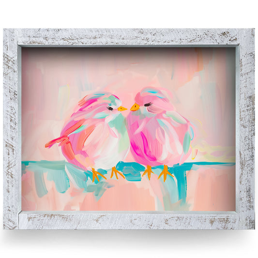 Love Birds | Real Wood Framed Wall Art Print