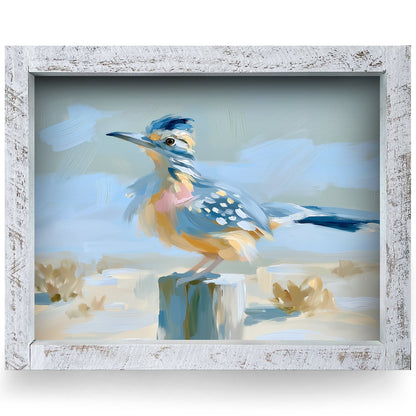 Desert Roadrunner | Real Wood Framed Wall Art Print