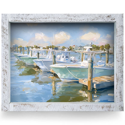 Carolina Dockside | Real Wood Framed Wall Art Print