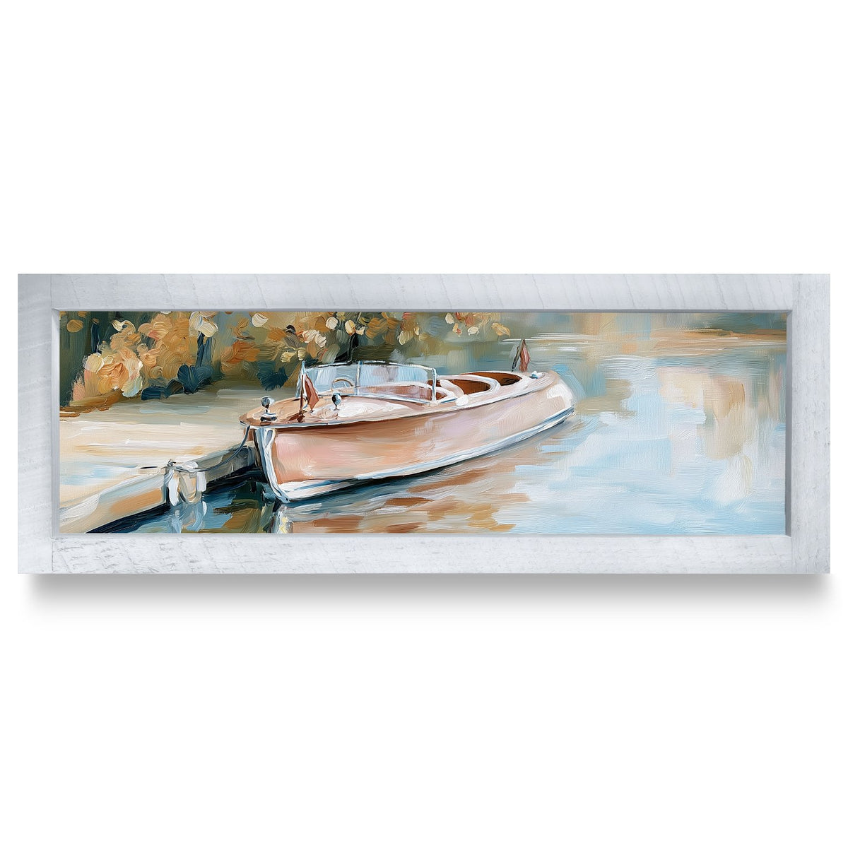 Classic Wooden Speedboat | Real Wood Framed Wall Art Print | Skinny