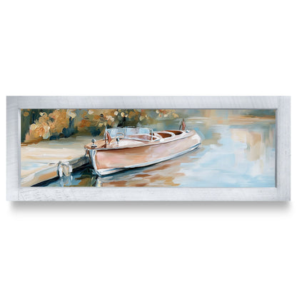 Classic Wooden Speedboat | Real Wood Framed Wall Art Print | Skinny