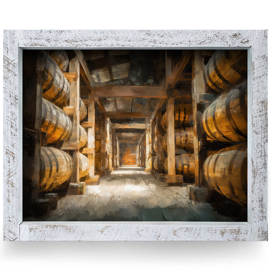 Bourbon Cellar Tour | Real Wood Framed Wall Art Print | Horizontal