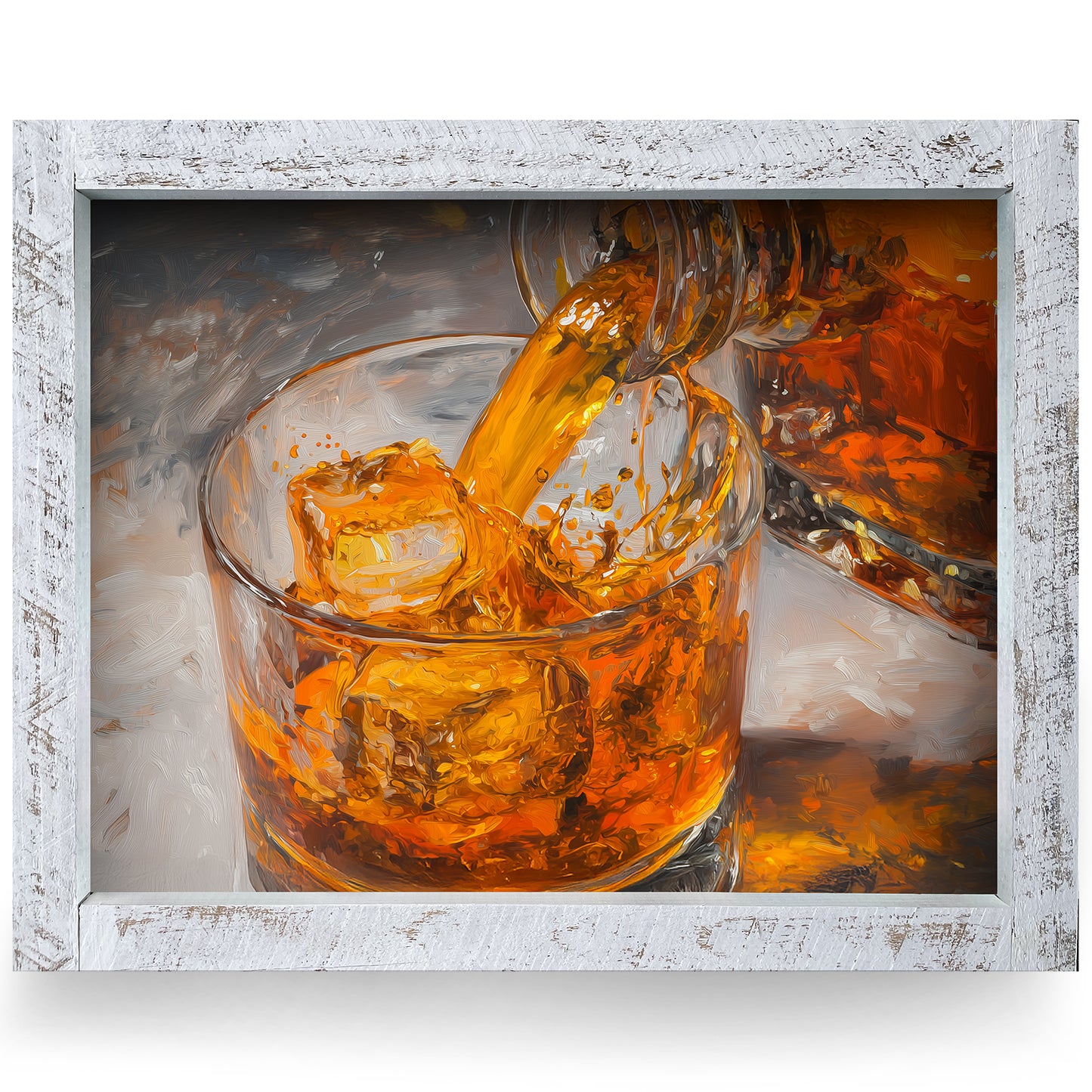 On The Rocks Pour | Real Wood Framed Wall Art Print | Horizontal
