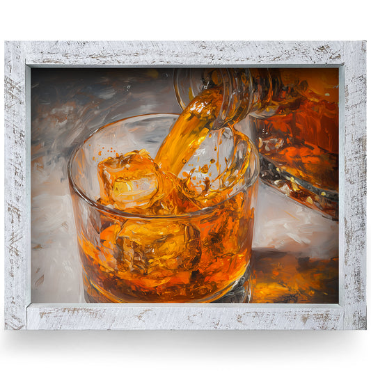 On The Rocks Pour | Real Wood Framed Wall Art Print | Horizontal
