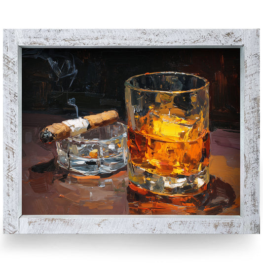 Smoky Study | Real Wood Framed Wall Art Print | Horizontal