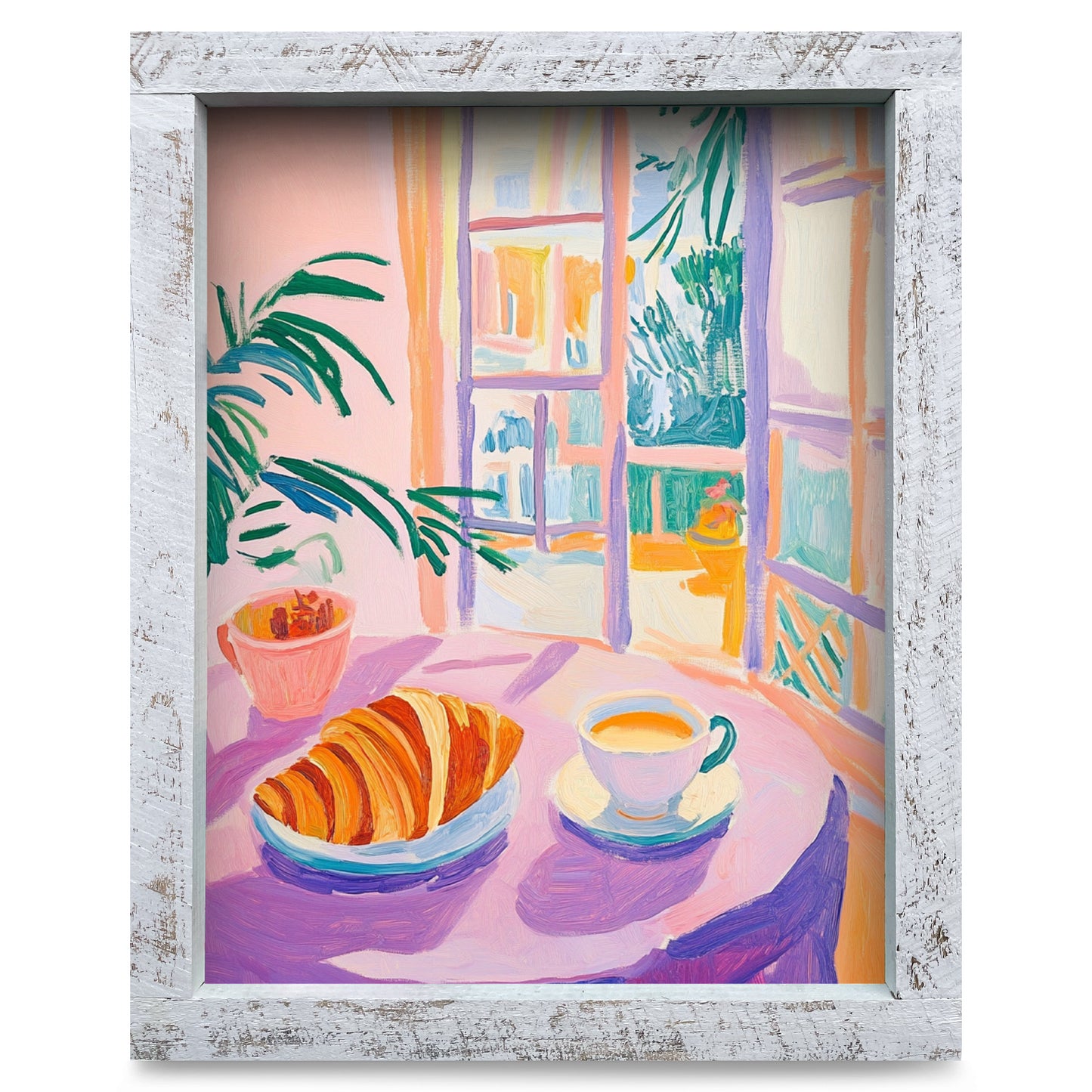 Pink Breakfast Nook | Real Wood Framed Wall Art Print