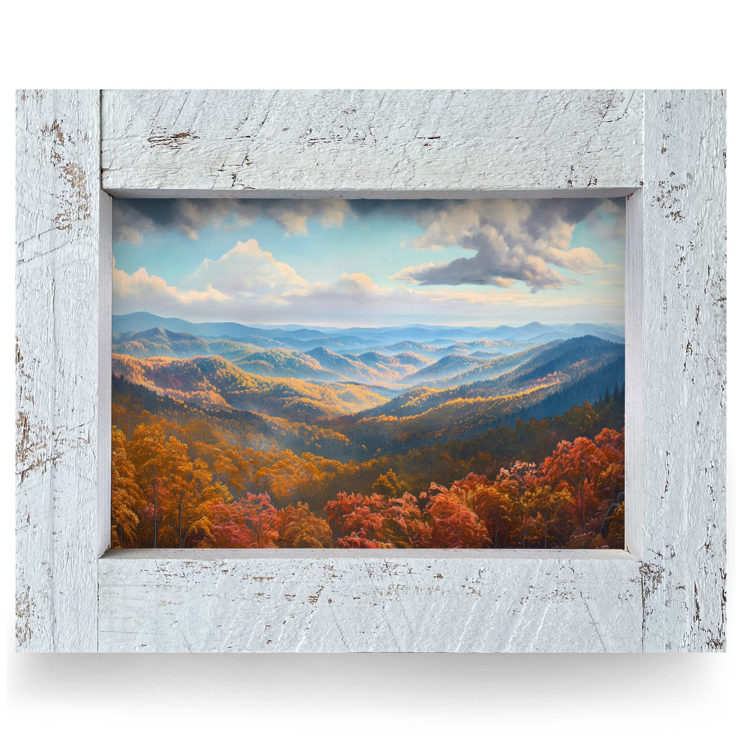 Blue Ridge Fall Mountains | Real Wood Framed Wall Art Print