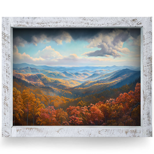 Blue Ridge Fall Mountains | Real Wood Framed Wall Art Print