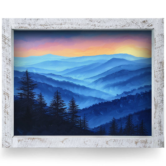Blue Ridge Sunrise | Real Wood Framed Wall Art Print