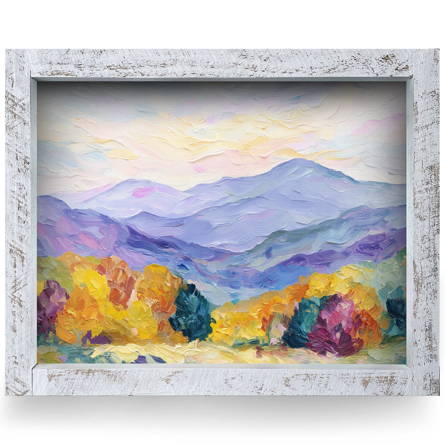Blue Ridge Impasto | Real Wood Framed Wall Art Print