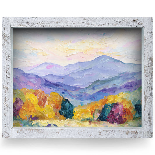 Blue Ridge Impasto | Real Wood Framed Wall Art Print
