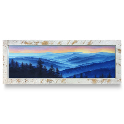 Blue Ridge Evening Glow | Real Wood Framed Wall Art Print | Skinny