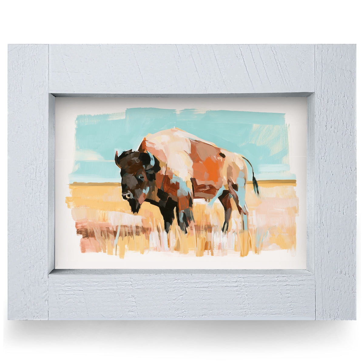 Prairie Bison | Real Wood Framed Wall Art Print | Horizontal