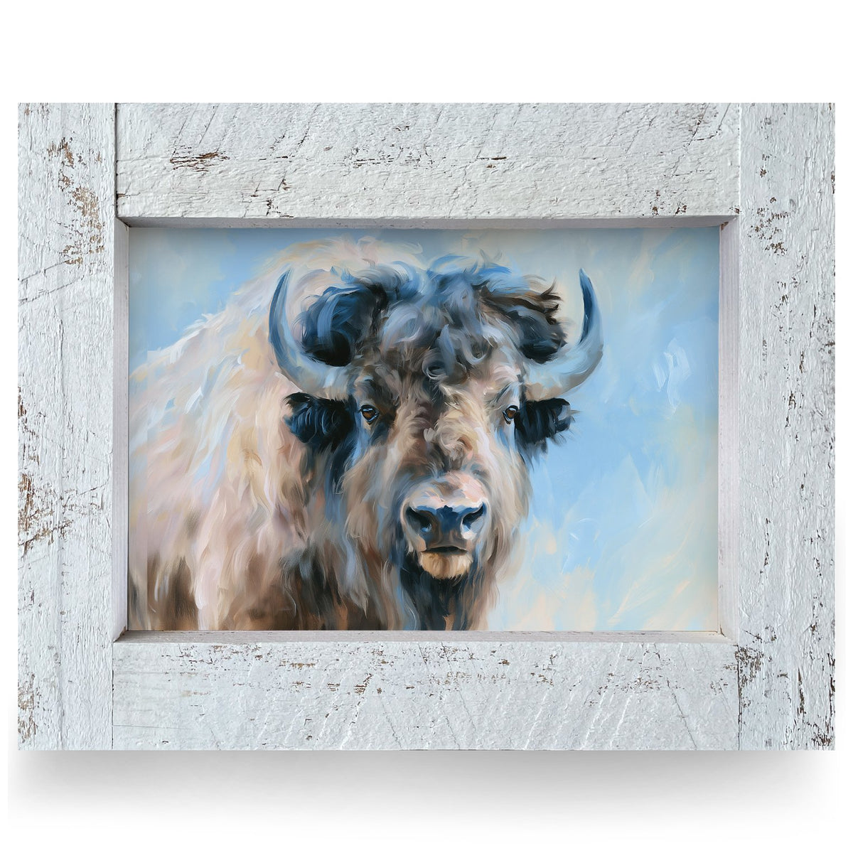 Gentle Buffalo Portrait | Real Wood Framed Wall Art Print