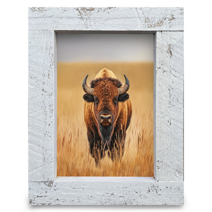 Golden Prairie Buffalo | Real Wood Framed Wall Art Print