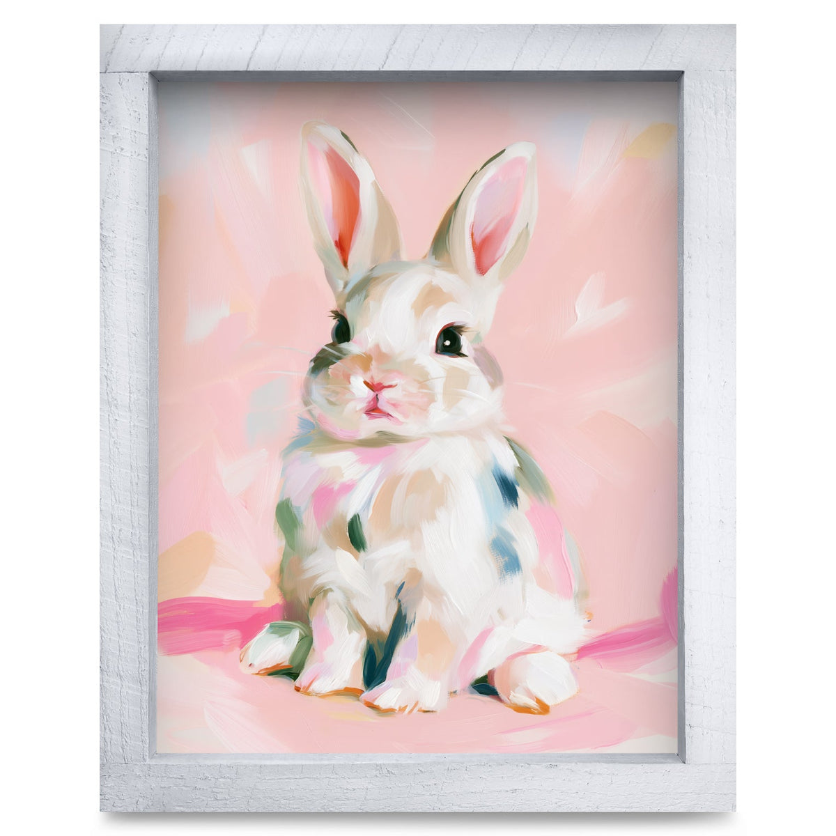 Painted Pastel Bunny | Real Wood Framed Wall Art Print