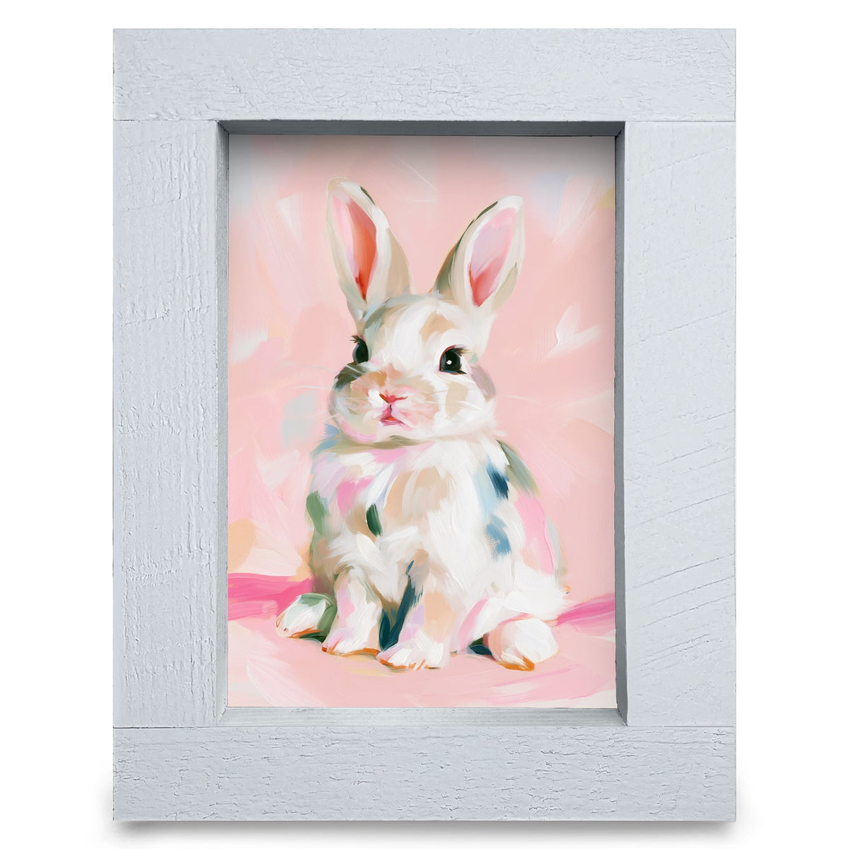 Painted Pastel Bunny | Real Wood Framed Wall Art Print