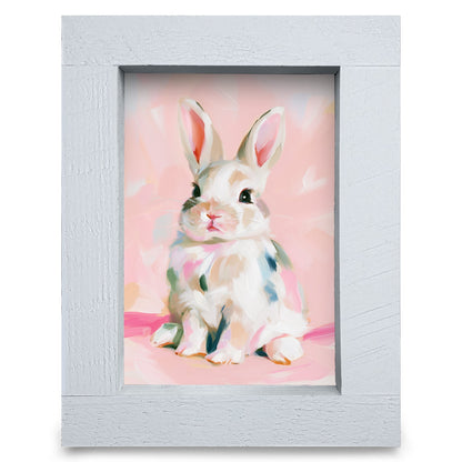 Painted Pastel Bunny | Real Wood Framed Wall Art Print