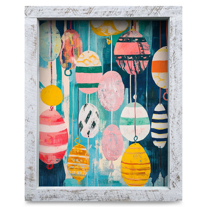 Colorful Buoys | Real Wood Framed Wall Art Print