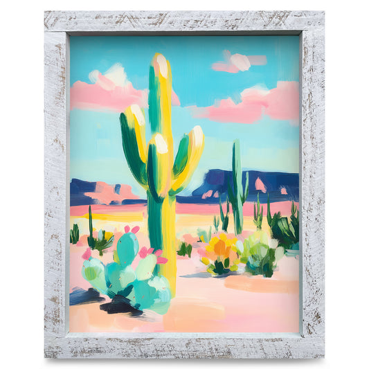 Southwest Cactus | Real Wood Framed Wall Art Print