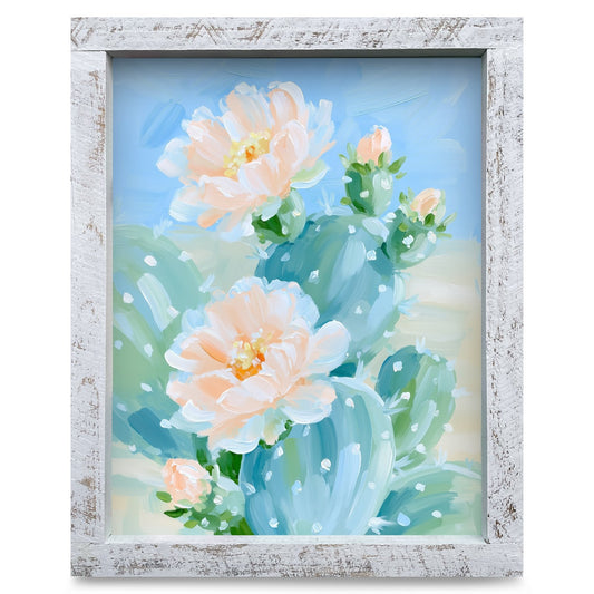 Desert Bloom Cactus | Real Wood Framed Wall Art Print