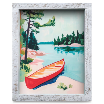 Pastel Canoe Lake | Real Wood Framed Wall Art Print