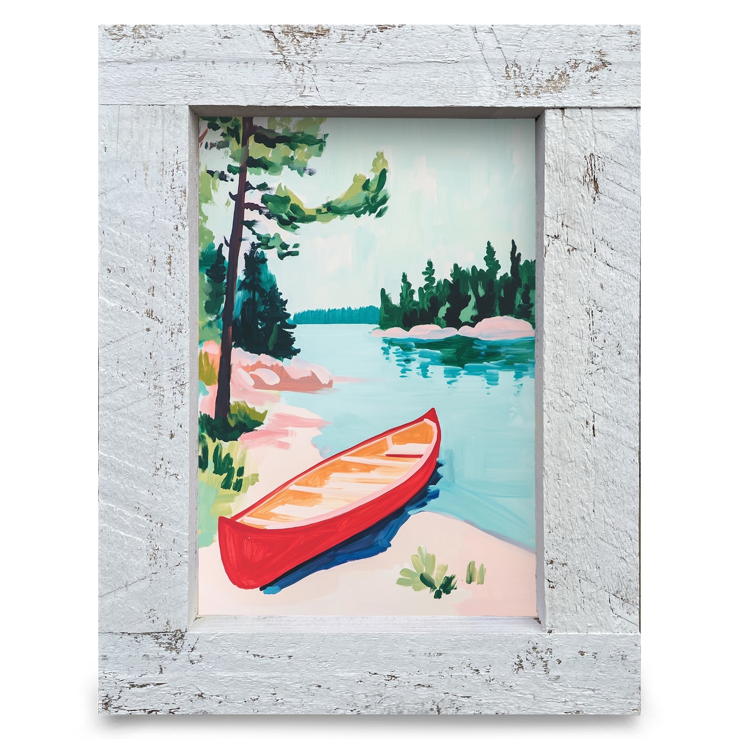 Pastel Canoe Lake | Real Wood Framed Wall Art Print