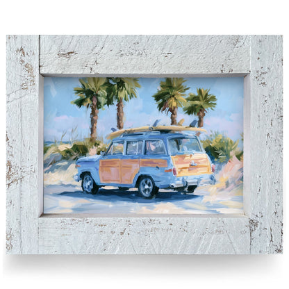 Surf Trip Woody Wagon | Real Wood Framed Wall Art Print