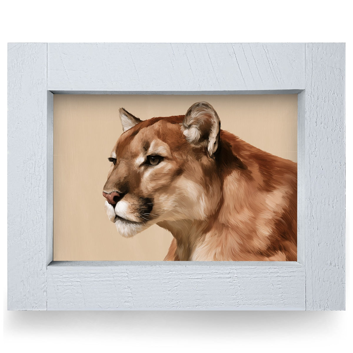 Mountain Lion Portrait | Real Wood Framed Wall Art Print