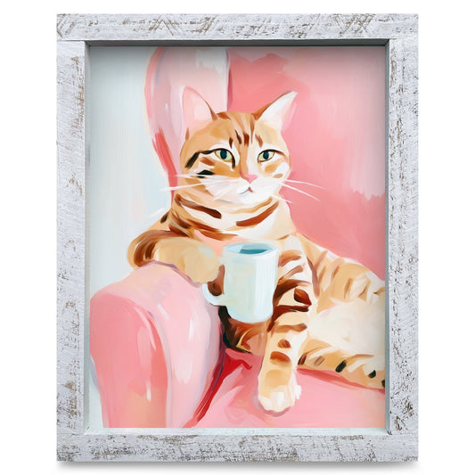 Pur-fect Perch | Real Wood Framed Wall Art Print