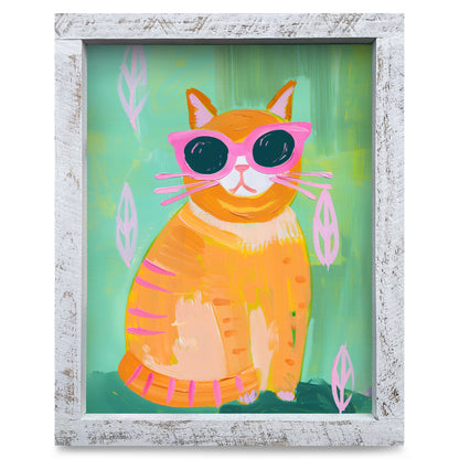 The Coolest Cat | Real Wood Framed Wall Art Print