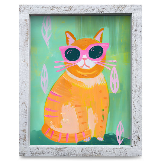 The Coolest Cat | Real Wood Framed Wall Art Print