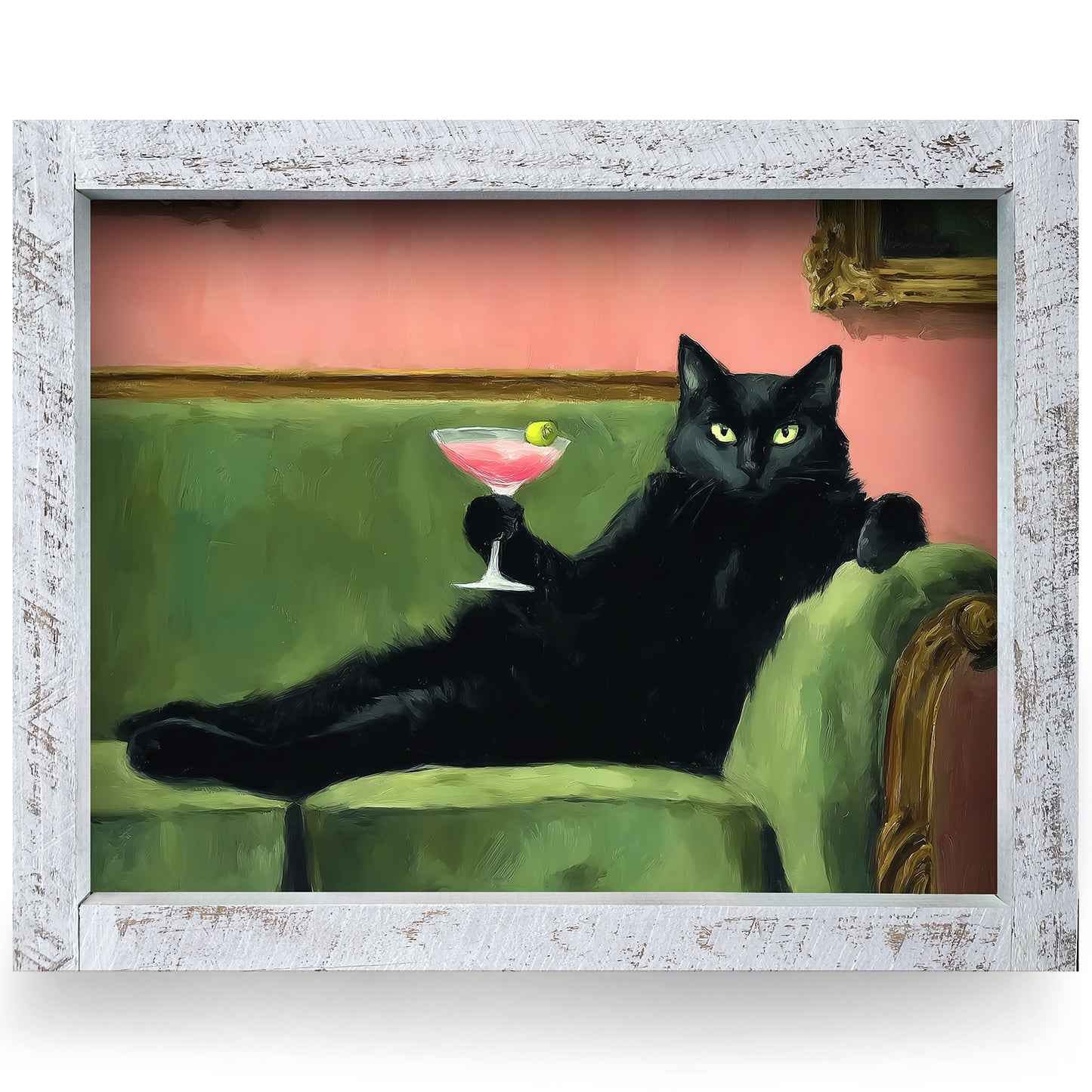Cat & Cosmo | Real Wood Framed Wall Art Print | Horizontal