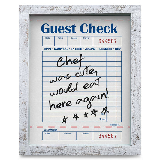 Cute Chef Guest Check | Real Wood Framed Wall Art Print