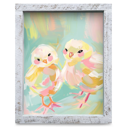 Cute Lil' Chicks | Real Wood Framed Wall Art Print