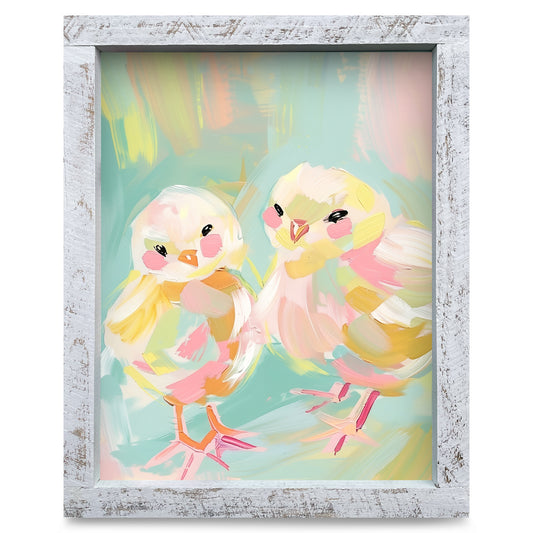 Cute Lil' Chicks | Real Wood Framed Wall Art Print