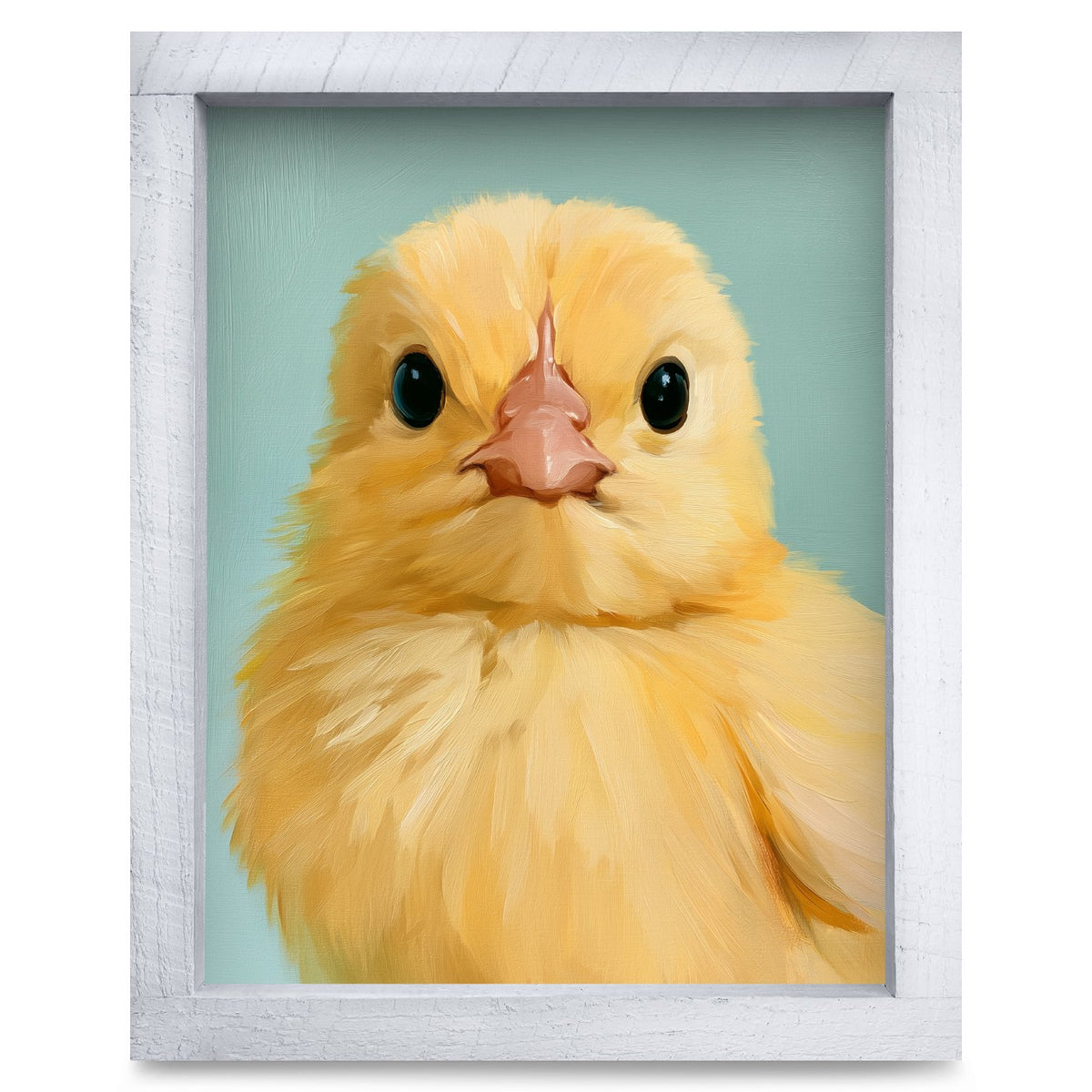 Little Yellow Chick | Real Wood Framed Wall Art Print