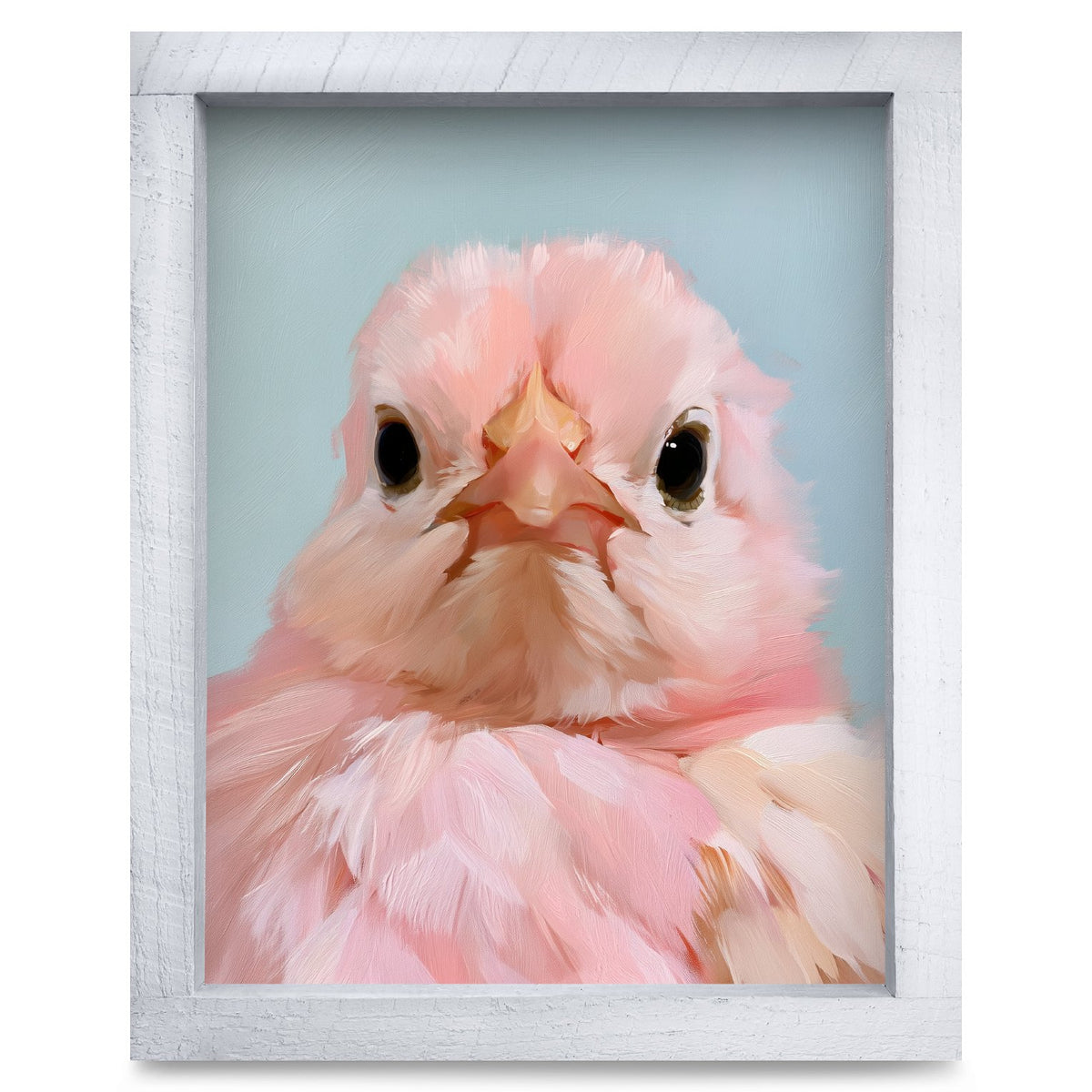 Little Pink Chick | Real Wood Framed Wall Art Print