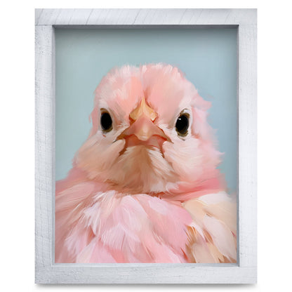 Little Pink Chick | Real Wood Framed Wall Art Print