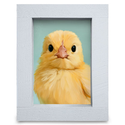 Little Yellow Chick | Real Wood Framed Wall Art Print