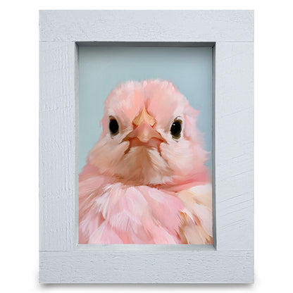 Little Pink Chick | Real Wood Framed Wall Art Print