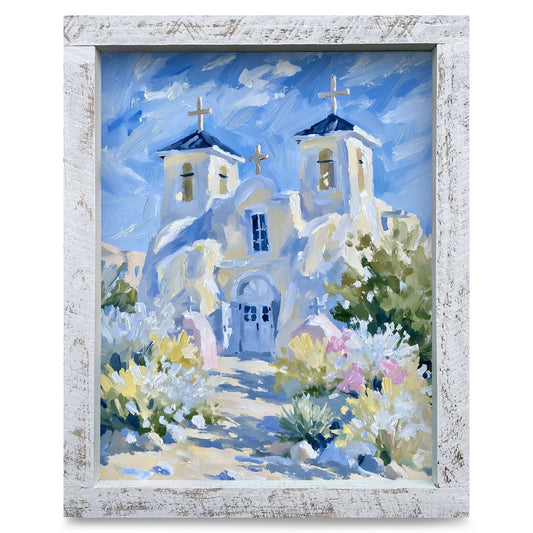 Adobe Mission Church | Real Wood Framed Wall Art Print