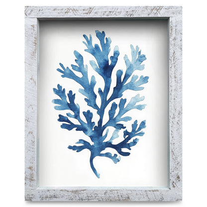 Watercolor Navy Botanical | Real Wood Framed Wall Art Print